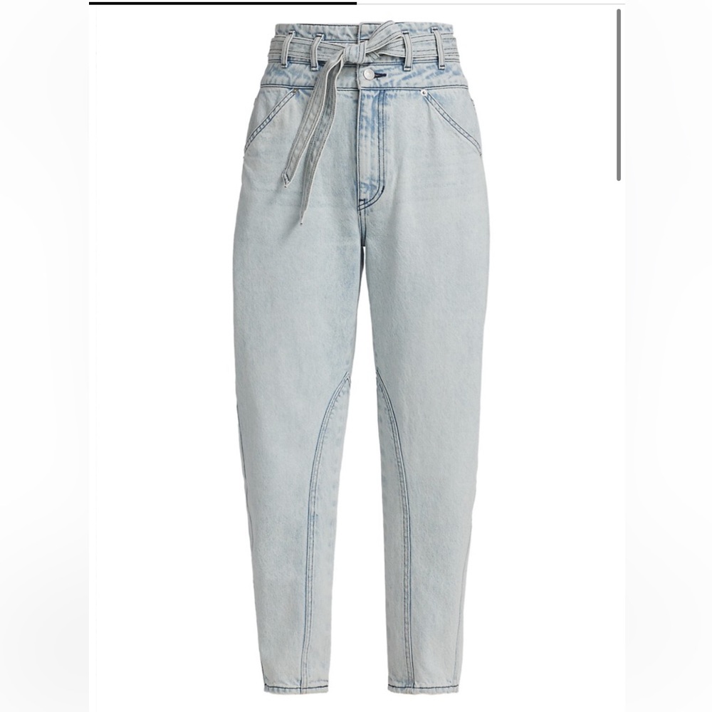 Veronica Beard Pearl Belted High-Rise Barrel Crop Jeans Size 30